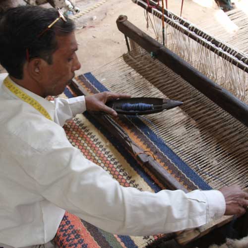 

   A weaver creates   
.
